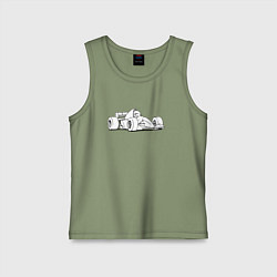 Майка детская хлопок Мультяшная Формула-1, цвет: авокадо