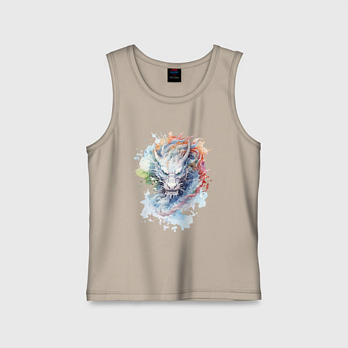 Детская майка Дракон нарисованный акварелью / Миндальный – фото 1