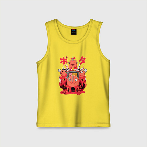Детская майка Почита демон бензопила / Желтый – фото 1