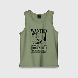 Майка детская хлопок Розыскная листовка Зоро One Piece, цвет: авокадо