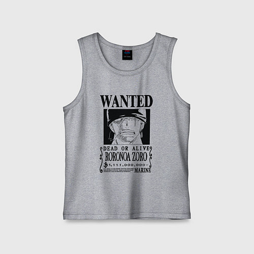 Детская майка Награда за голову Ророноа Зоро One Piece / Меланж – фото 1