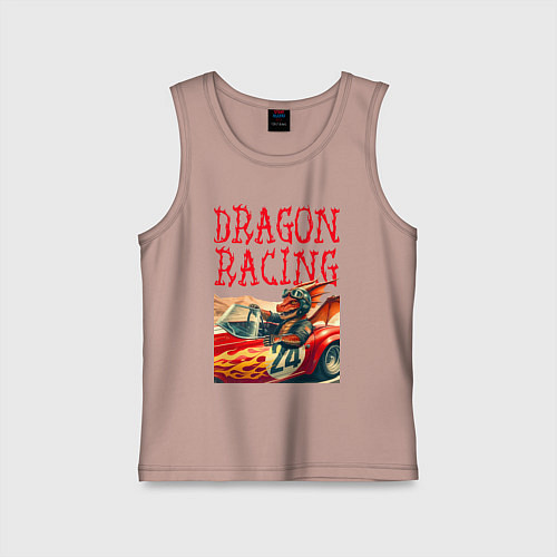 Детская майка Dragon cool racer - ai art / Пыльно-розовый – фото 1