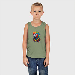 Майка детская хлопок Красочный попугай в ярких перьях, цвет: авокадо — фото 2