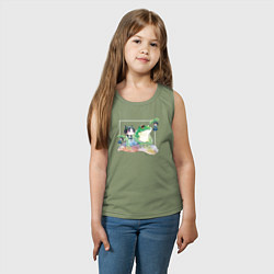 Майка детская хлопок Маомао чиби и лягушка - Монолог фармацевта, цвет: авокадо — фото 2