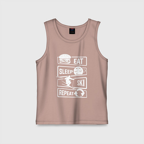 Детская майка Еда сон лыжи / Пыльно-розовый – фото 1