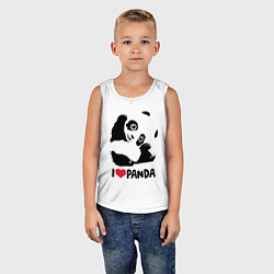 Майка детская хлопок I love panda, цвет: белый — фото 2