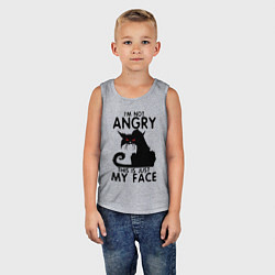 Майка детская хлопок I am not angry cat, цвет: меланж — фото 2