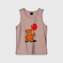 Майка детская хлопок Плюшевый медведь с воздушным шариком, цвет: пыльно-розовый