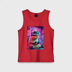 Майка детская хлопок Каппи в виртуальном шлеме, цвет: красный