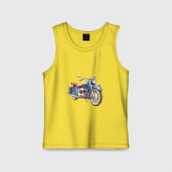 Майка детская хлопок Ретро мотоцикл олдскул, цвет: желтый