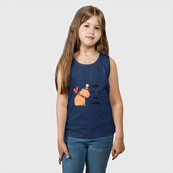 Майка детская хлопок Мем капибара в шапочке: мама я поел и в шапке, цвет: тёмно-синий — фото 2