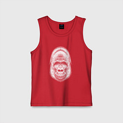 Майка детская хлопок Морда веселой гориллы, цвет: красный