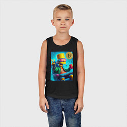 Майка детская хлопок Барт Симпсон владелец биткоина, цвет: черный — фото 2