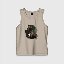 Майка детская хлопок Французский бульдог щенок футболист, цвет: миндальный