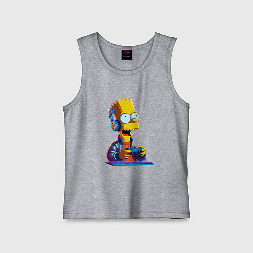 Детская майка Bart is an avid gamer / Меланж – фото 1