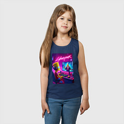 Майка детская хлопок Gamer Bart - cyberpunk, цвет: тёмно-синий — фото 2