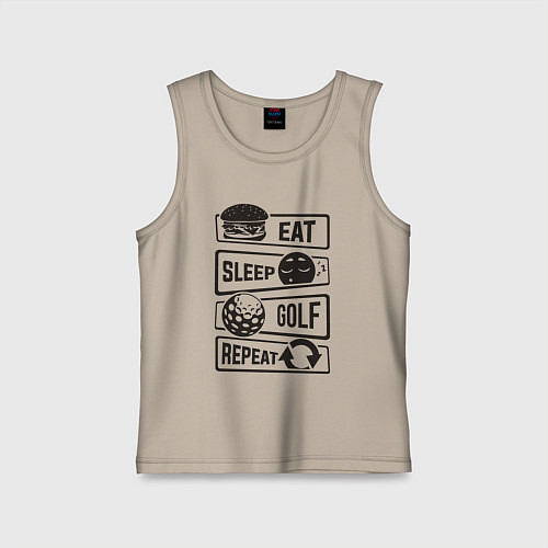 Детская майка Есть спать гольф / Миндальный – фото 1