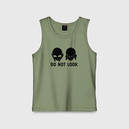 Детская майка Черный пришелец - do not look / Авокадо – фото 1