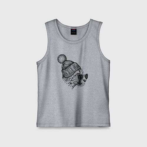 Детская майка Гепард в шапке / Меланж – фото 1