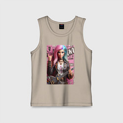 Майка детская хлопок Barbie - punk guitarist ai art, цвет: миндальный