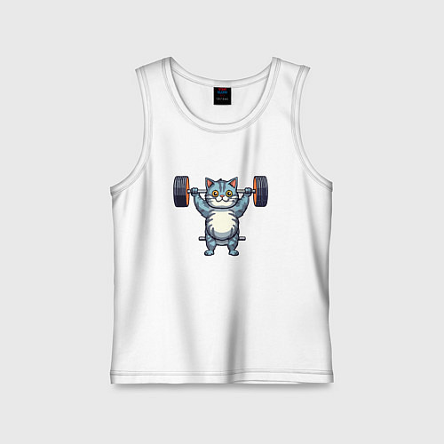 Детская майка Кот с штангой / Белый – фото 1