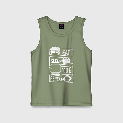 Детская майка Eat sleep code repeat арт / Авокадо – фото 1
