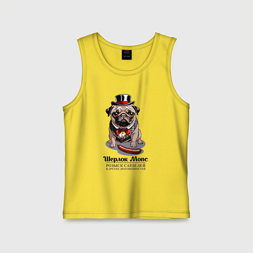 Детская майка Мопс и сарделька / Желтый – фото 1