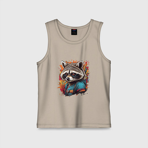 Детская майка Космический енот / Миндальный – фото 1