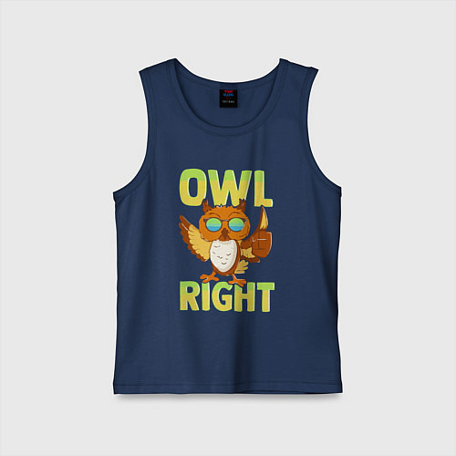 Детская майка Owl right - каламбур отлично / Тёмно-синий – фото 1