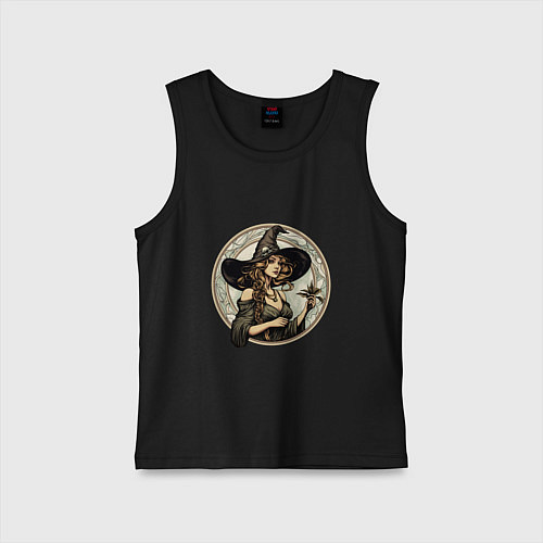 Детская майка Ретро ведьма в шляпе / Черный – фото 1