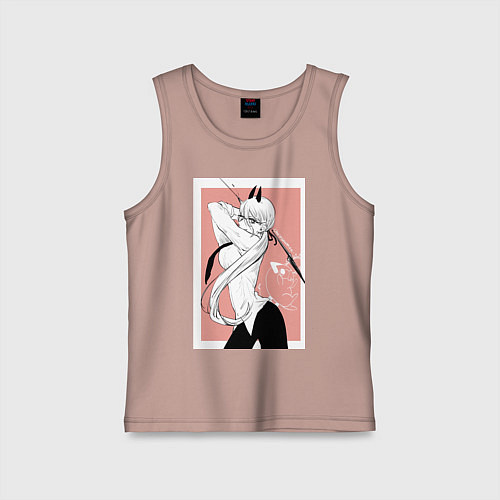 Детская майка Человек бензопила Пауэр в офисном костюме / Пыльно-розовый – фото 1