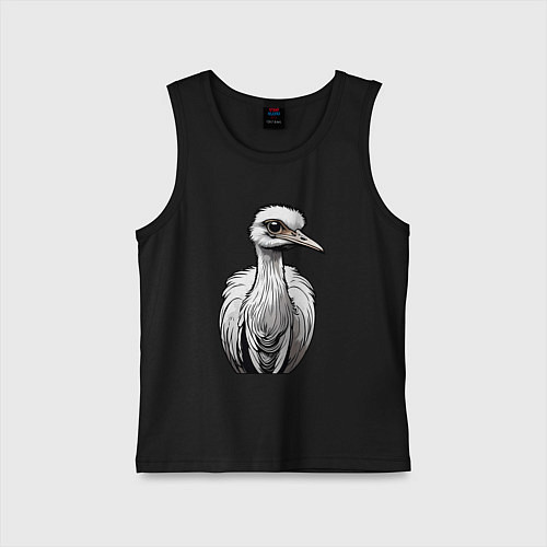 Детская майка Страус рисованый / Черный – фото 1