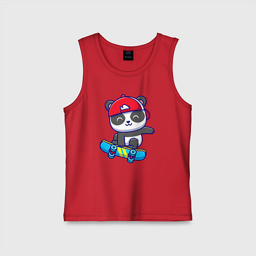 Детская майка Panda skater / Красный – фото 1