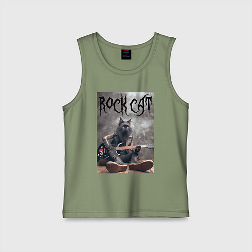 Детская майка Rock cat - ai art / Авокадо – фото 1