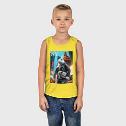Майка детская хлопок Cool hare with a skateboard - ai art, цвет: желтый — фото 2