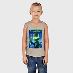 Майка детская хлопок Cyber Bart - neon glow ai art, цвет: миндальный — фото 2