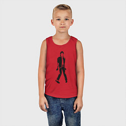 Майка детская хлопок Черный силуэт Джексона, цвет: красный — фото 2