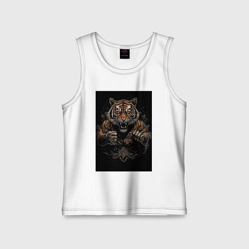 Детская майка Тайский бокс тигр в стойке / Белый – фото 1