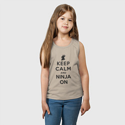 Майка детская хлопок Keep calm and ninja on, цвет: миндальный — фото 2