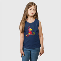Майка детская хлопок Красный попугайчик, цвет: тёмно-синий — фото 2