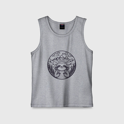 Детская майка Ленивец турист с рюкзаком / Меланж – фото 1