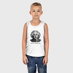 Майка детская хлопок Прикол Эйнштейн бог не играет в кости, цвет: белый — фото 2