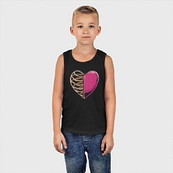 Майка детская хлопок Сердце в груди, цвет: черный — фото 2