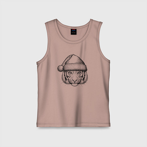 Детская майка Голова новогоднего тигра / Пыльно-розовый – фото 1