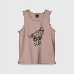 Майка детская хлопок Лошадь в новогоднем колпаке, цвет: пыльно-розовый