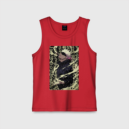 Детская майка Магическая битва Сатору Годзё / Красный – фото 1