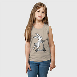 Майка детская хлопок Зайчик с самокатом, цвет: миндальный — фото 2