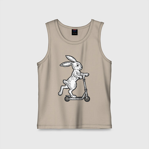 Детская майка Зайчик с самокатом / Миндальный – фото 1