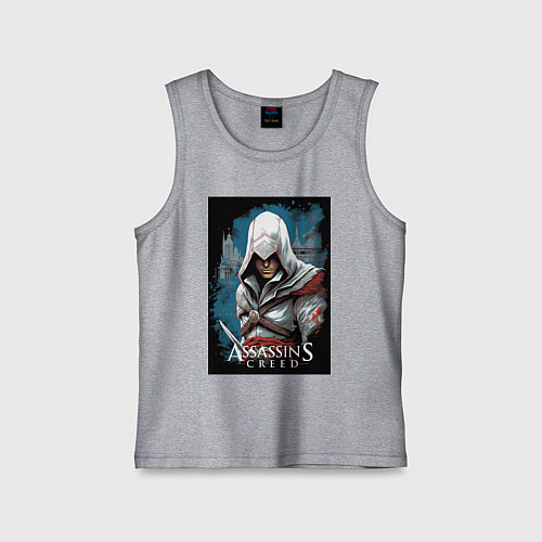 Детская майка Assassins creed белый кинжал / Меланж – фото 1