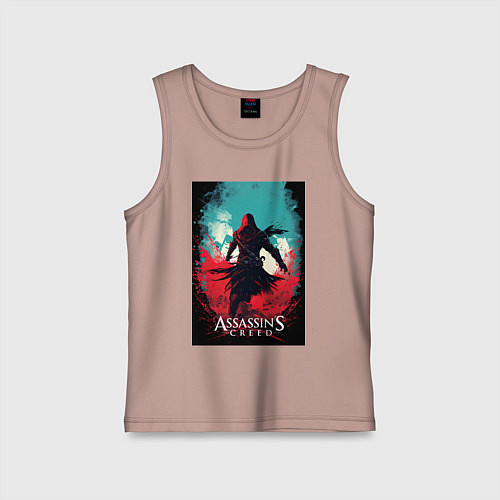 Детская майка Assassins creed red blue abstract / Пыльно-розовый – фото 1